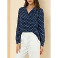 thumbnail image 6 of MODA NOVA Junior's Heart Polka Dots Button Notched Lapel V Neck Shirt  Dark Blue XXL, 6 of 6
