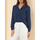 thumbnail image 5 of INSPIRAR CHIC Camisas de Manga Larga de los Años 50 para Mujeres con Estampado de Corazones y Lunares M Azul Oscuro, 5 of 7