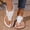 White, variant on Women's Herringbone Sandals, Round Toe Casual Floral Design Bohemian Beach Style White