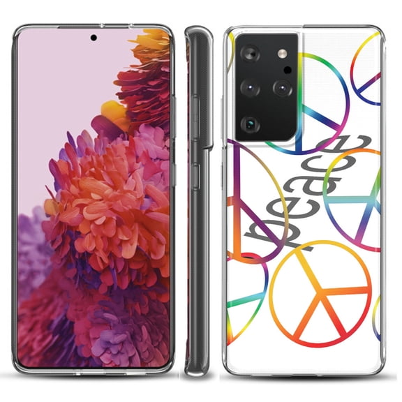 Slim-Fit Lightweight Protective Phone Case compatible with Samsung Galaxy S21 ULTRA 5G, by OneToughShield ® - Colorful Peace