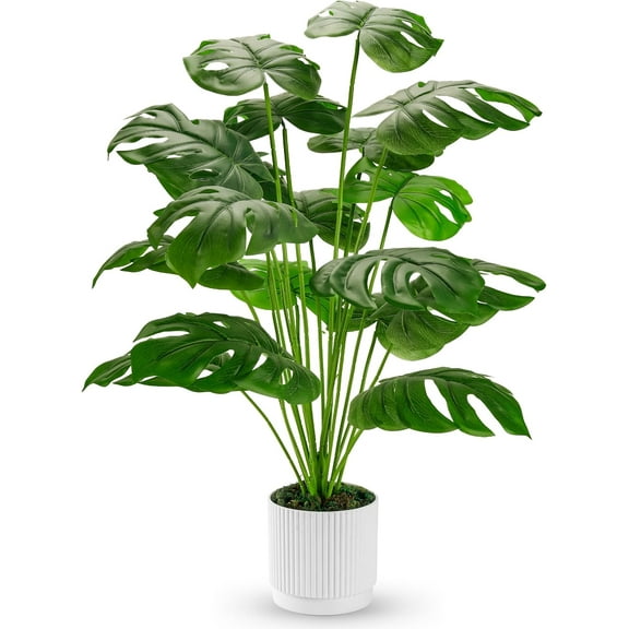 28" Artificial Monstera in White Pot, Indoor/Outdoor Theme, 1 Count