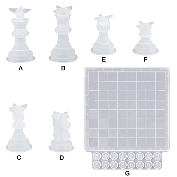 Silicone Chess Mold Resin Safe Heat-resisting Mould Home Table Molds Molds Homemade Handmade 3D Crafts Casting Molding Tools Gagets Chessboard
