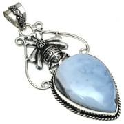 Necklace Owyhee Blue Opal Gemstone Gift For Her 925 Silver Jewelry 2.75"