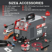 AWT 8 in1 200A Aluminum MIG Welder, 110/220V Gas MIG/Gasless Flux Core MIG/Stick/Lift TIG/Spot Welding/Spool Gun Welding Machine With LED Digital Display