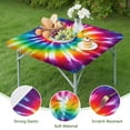 thumbnail image 4 of Colorful Rainbow Tie Dye Spiral Pattern Square Fitted Tablecloth with Elastic Edge,Square Table Cover,Washable Elastic Table Cover for Home Kitchen Party Decor 36"x36", 4 of 6