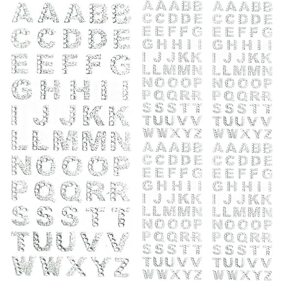 8 Sheets White Rhinestone Alphabet Stickers Glitter Self-Adhesive Diamond Letter A-Z Sticker Bling Crystal Stick on Letters for DIY Grad Cap Handicraft Art Card Decorations,