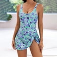 thumbnail image 5 of idosla Women's One Piece Swimsuit Bathing Suit Scoop Neck Swimdress Wide Straps Tie Knot Swim Skirt (Light Green, 5XL), 5 of 5