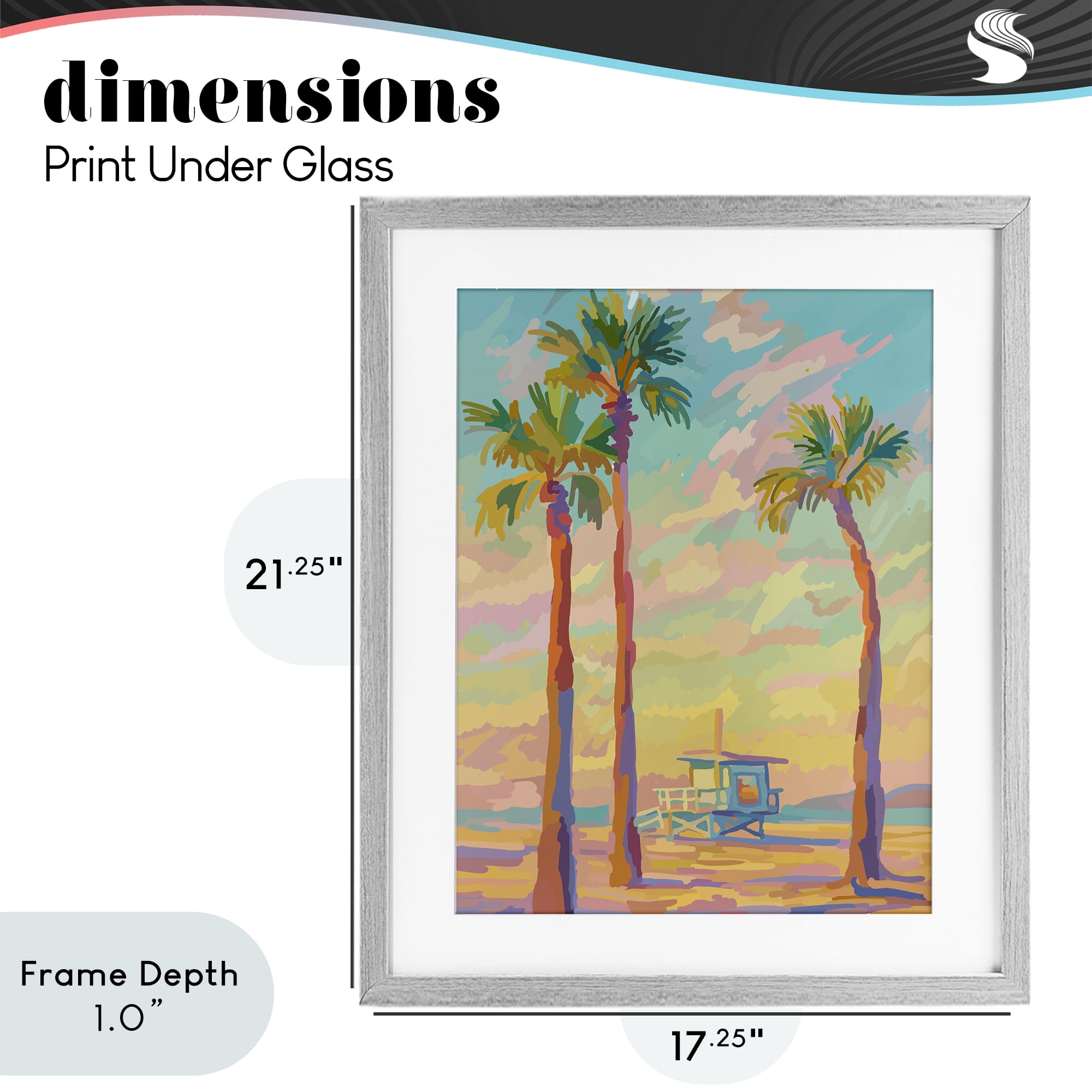 Stupell Industries Beachside Palms Abstraction Gray Framed Print Under Glass, design by Amelia Noyes