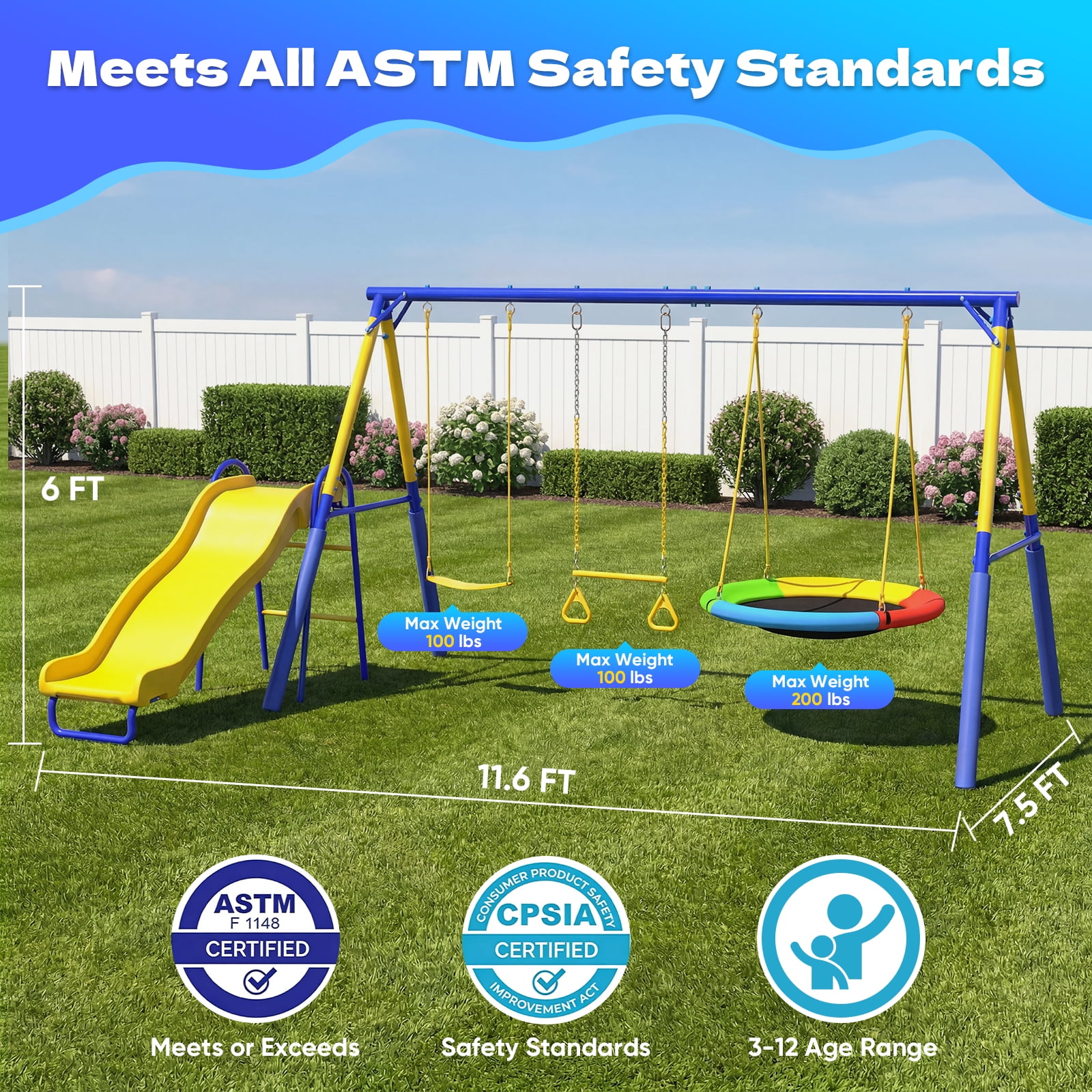 Metal Swing Sets for Backyard,Fashionsport Outfitters Heavy-Duty