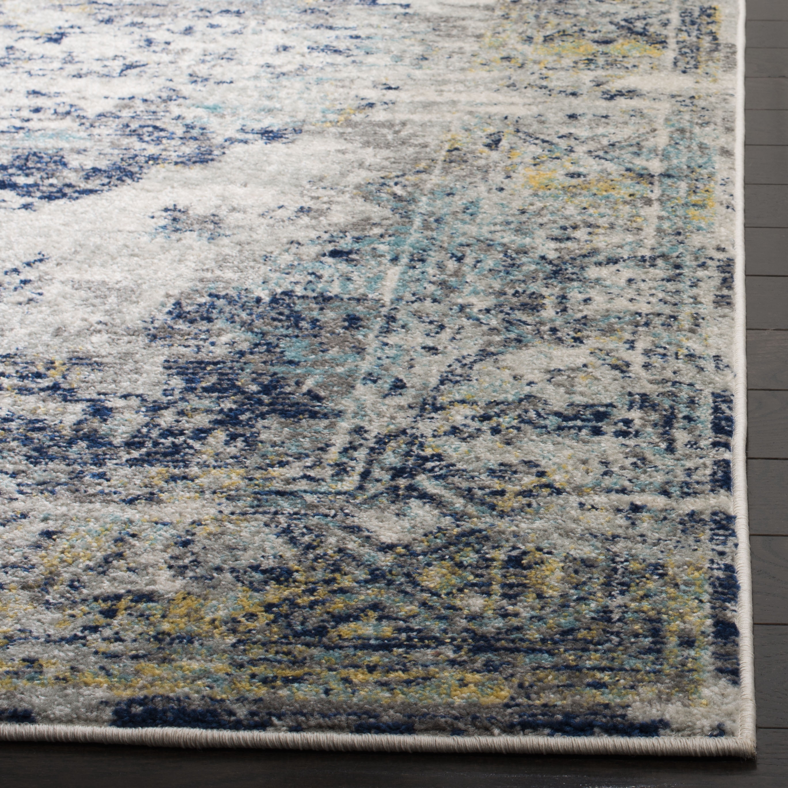 SAFAVIEH Madison Emil Overdyed Medallion Area Rug, Light Grey/Blue, 5'3" x 7'6"