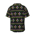 thumbnail image 2 of Balery Mardi Gras Fleur de Lis Men's Casual Button Down Shirt Short Sleeve Textured Summer Cuban Beach Shirts-XX-Large, 2 of 7