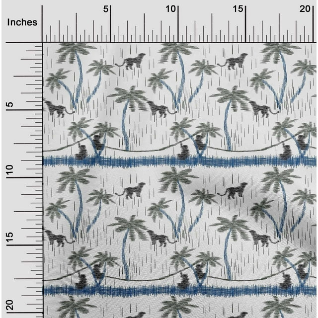 oneOone Polyester Lycra Fabric Tree|Leopard & Monkey Ikat Print Fabric BTY 56 Inch Wide