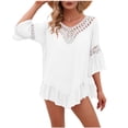 thumbnail image 2 of qelini Beach Cover up for Women Long Sleeve Cardigan Cover Up Solid Color Cover Up Tunic Summer Beach Vocation, 2 of 7