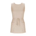 thumbnail image 7 of JoveMarine Dresses for Women Summer Casual V-Neck - Drawstring Waist Short Beach Vacation T-Shirt Dress with Pockets, Sleeveless Lightweight,Khaki M, 7 of 7