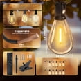 thumbnail image 6 of Mylorn Solar Outdoor String Lights 120FT(60FT*2), S14 LED Bulbs 50+2, 2700K Warm White Dimmable with Remote, 3 Modes, 2FT Spacing, Patio Lights for Balcony Cafe Yard Garden Decor, 6 of 9
