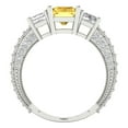 thumbnail image 4 of 3.61 ct Emerald Cut Simulated Yellow Diamond 3 Stone 14K White Gold Womens Engagement Ring, 4 of 5