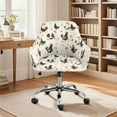 thumbnail image 2 of Whosucclay Rooster Chicken Flower Print Swivel Armchair Accent Dining Chair Cover for Office, Stretch Curved Back Chair Covers with Arms, Modern Office Desk Chair Sliopcover for Living Room, 2 of 7