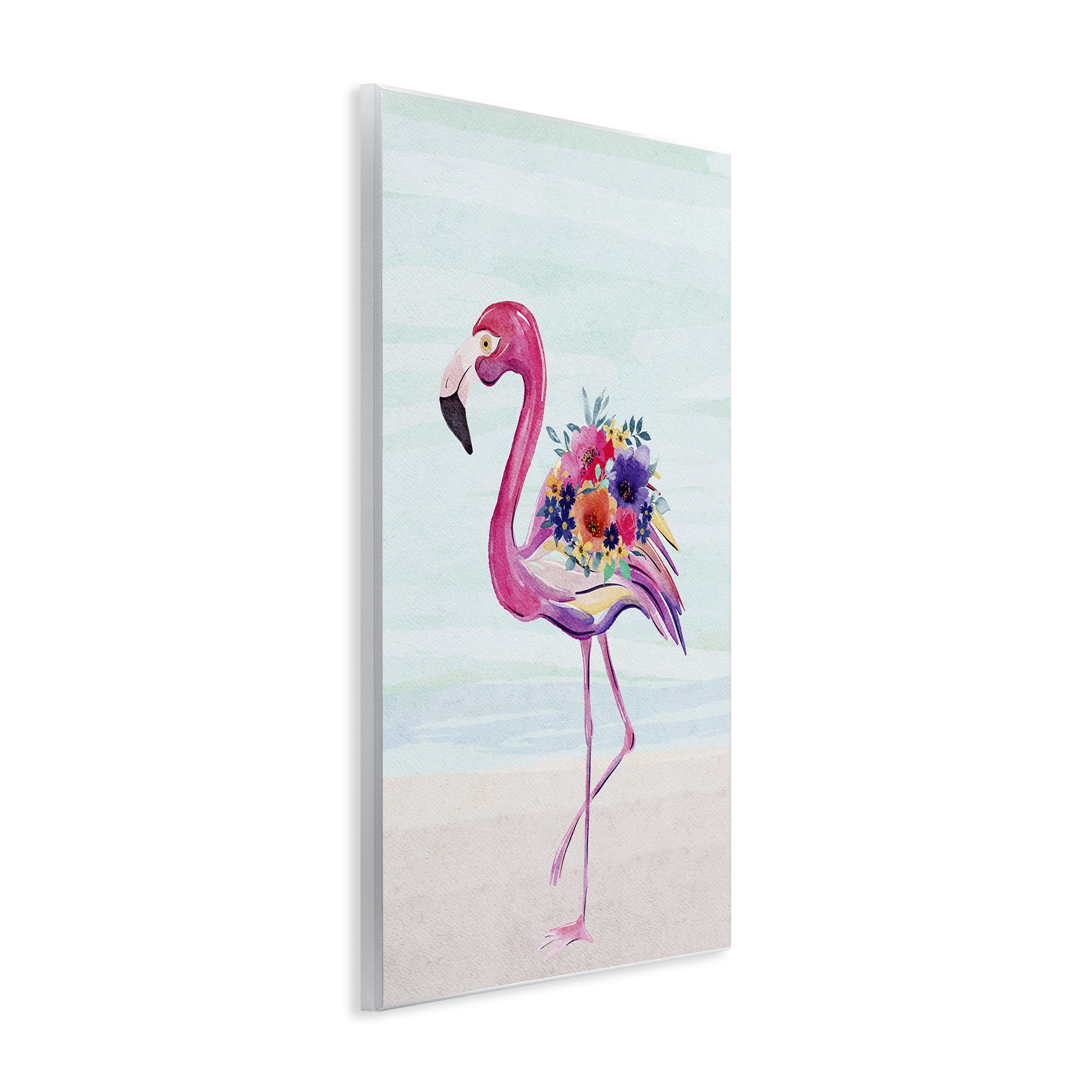 Stupell Industries Floral Flamingo Beach Plants & Flowers Painting Unframed Art Print Wall Art, 13 x 19