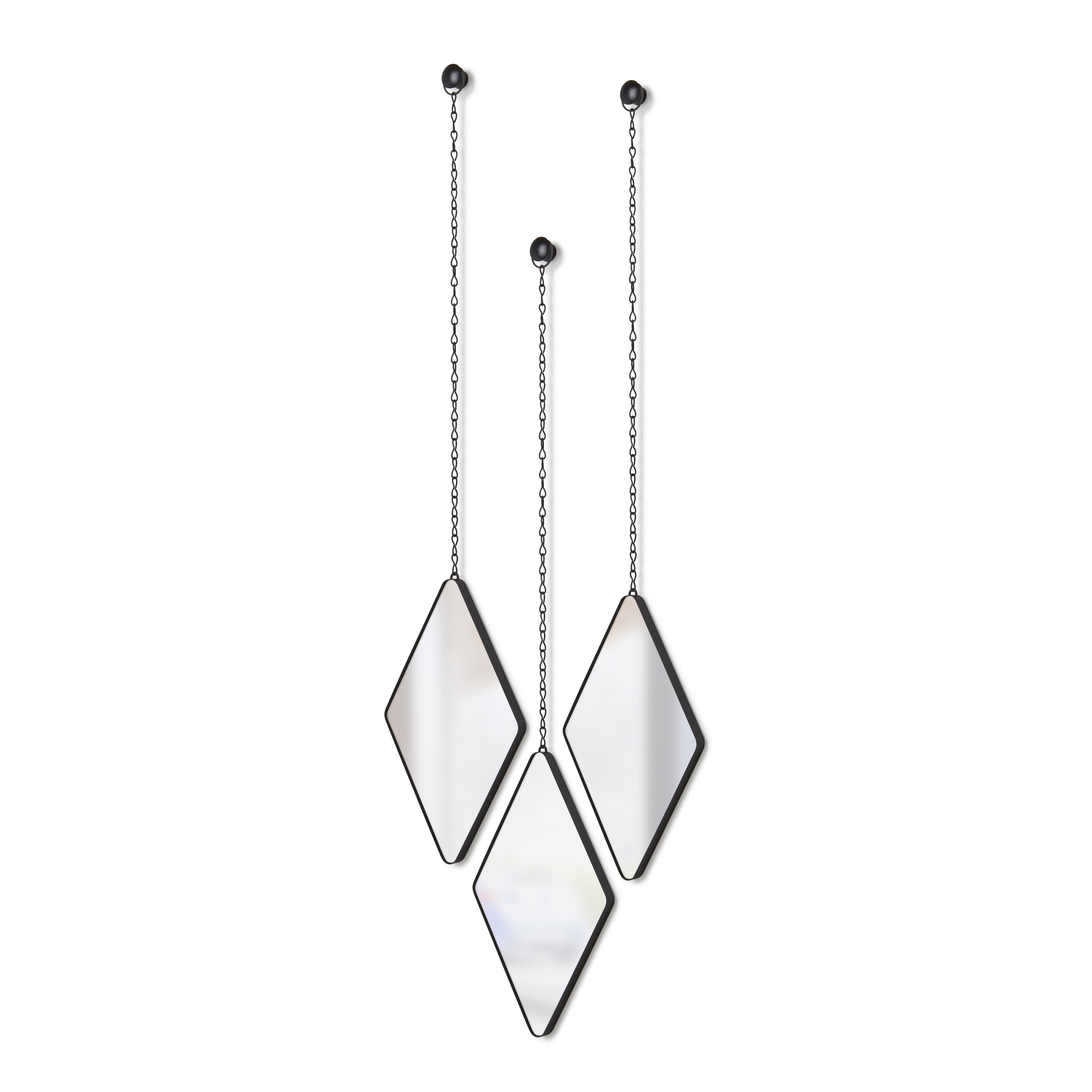 Umbra Dima Decorative Diamond Shaped Mirrors (Set of 3), Black
