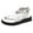 White, variant on CAICJ98 Sandals Women Ladies Fashion Retro Solid Leather Hollowed Out Carved Open Toe Thick Sole Sandals,White
