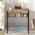 thumbnail image 5 of Folding Desk Small Rolling Desk with Storage Shelf, 31.5 inch Foldable Computer Desk with Wheels for Small Space, Easy Assembly,Walnut, 5 of 16