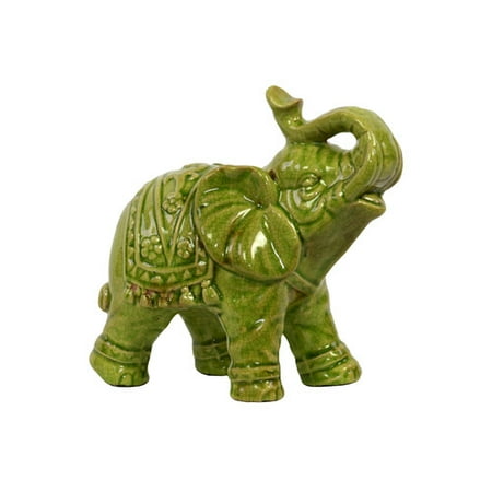 Urban Trends Ceramic Trumpeting Standing Elephant Gloss White