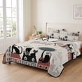 thumbnail image 2 of Twin Quilt Set 68''x86'', Black Cat Lightweight Summer Bedspread Coverlet Set with 2 Pillow Shams, Cartoon Modern Art Breathable All Season Quilt Bedding for Dorm/Bedroom, 2 of 9