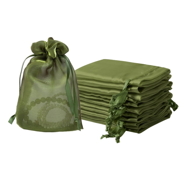 Bolsas de Regalo QIANF de Organza 20 piezas 10x15 cm Verde