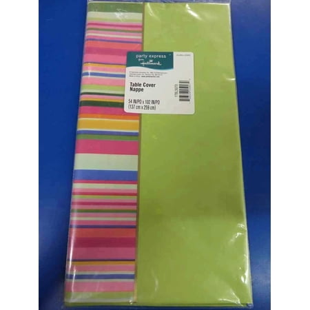 PURELY- Colorful Stripes Floral Garden Birthday Party Decoration Plastic Tablecover