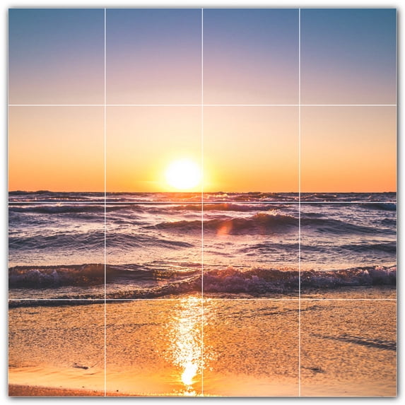 Picture-Tiles.com: Sunset Ceramic Tile Wall Mural WAL500991-44XL. 48"W x 48"H using (16) 12" x 12" Ceramic Tiles-Satin Finish