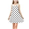 thumbnail image 2 of Big Girls Cute Summer Dresses Sleeveless Sundresses 4-14 Years Teens Kids Trendy Polka Dot Printed Pullover Crewneck A-Line Midi Dress, 2 of 8