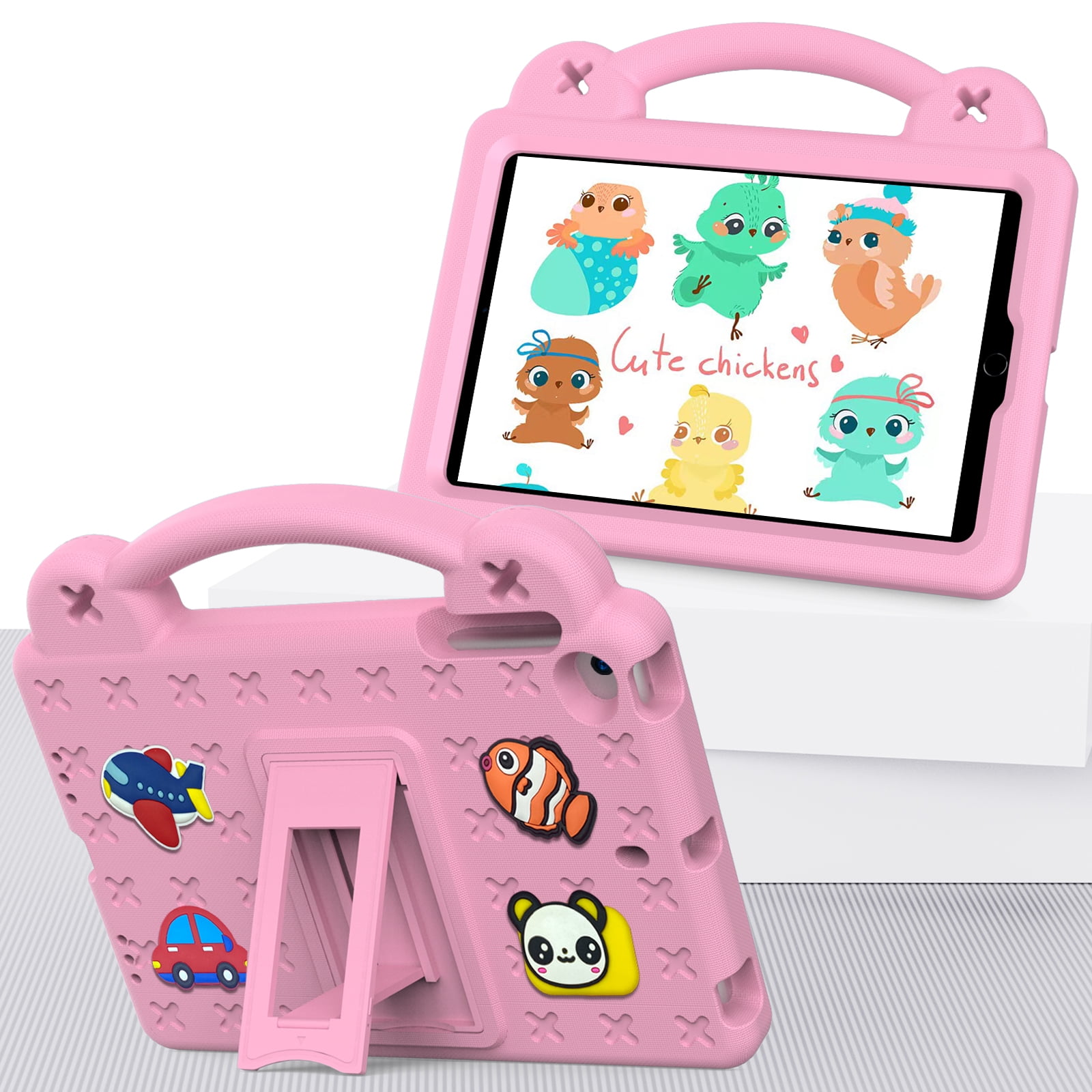 TECH CIRCLE Tablet PC Case for iPad mini 1/mini 2/mini 3/mini 4/mini 5 7.9-inch,Kids Shockproof EVA Dropproof Impact Resistance Protective Handle Stand Cover,Pink