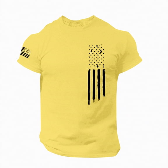 TOWED22 Men's Patriotic Shirts Distressed American Flag Workout Gym Muscle T-Shirts Yellow,3XL