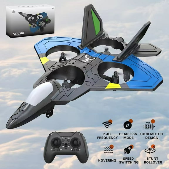 Holiday Deals karymi Newest Fighter Stunt RC Airplane - 360° Stunt Remote & Light RC Airplane, Drop-Fighter Glider Toys for Ages 5-7 up to 70% off Summer Savings