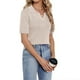 thumbnail image 2 of Camisas de manga corta para mujer, blusa cómoda informal de Color puro a la moda para verano, color albaricoque S, 2 of 6