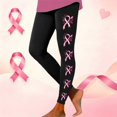 thumbnail image 2 of Women's Leggings Cancer Awareness Pink Ribbon Print Breathable Seamless Casual Tummy Control Leggings, 2 of 6
