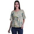 thumbnail image 1 of Moomaya Printed Round Neck Top For Women Elbow Sleeve Blouse Tunic Formal Wear, 1 of 6