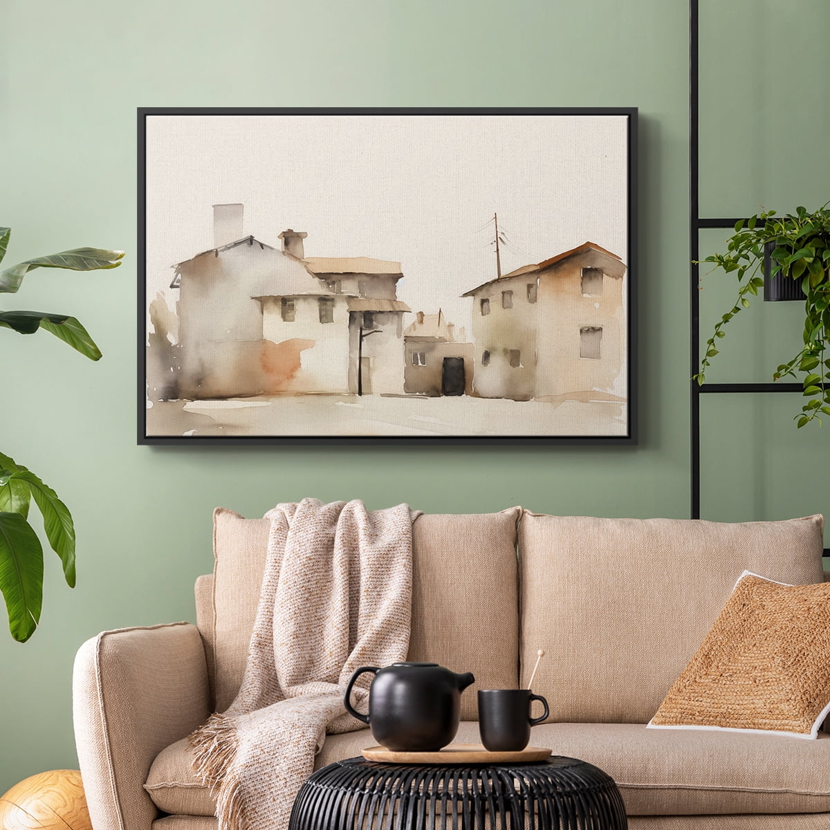 Vintage Landscape-XI By Wexford Home Framed in Black Wood Gallery Wrapped Canvas 17 in. x 25 in.