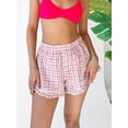 thumbnail image 6 of Michellecmm Women's Summer Casual Pajama Shorts Pink Elastic Band Loose Fit Button Plaid Lounge Shorts, 6 of 8