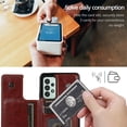 thumbnail image 3 of Basic Case for Samsung Galaxy A53 with Card Holder & Kickstand, Minimalist Luxury PU Leather Magnetic Closure Protective Wallet Case Cover for Samsung Galaxy A53 Brown-SK, 3 of 14