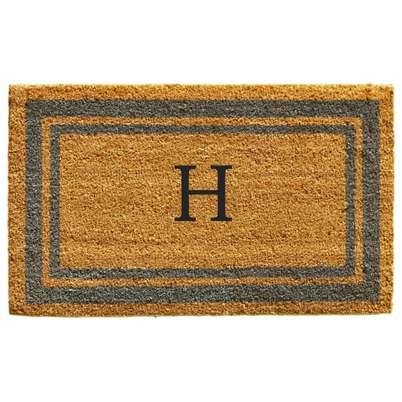 Periwinkle Border Monogram Doormat (Letter H)
