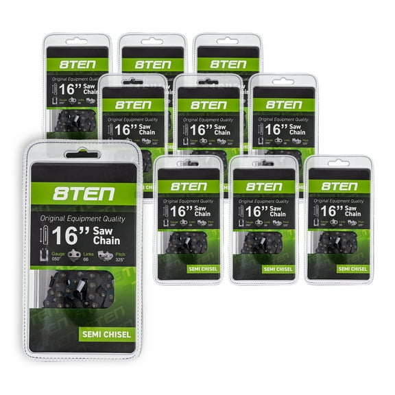 8TEN Chainsaw Chain 16 inch .050 .325 66 DL for Echo Husqvarna 10 Pack 810-CCC2247H