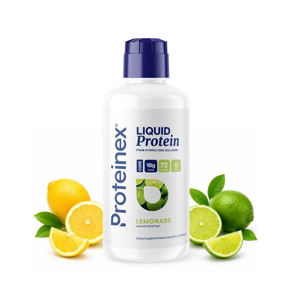 Proteinex Core Liquid Collagen Peptides, 18g Protein per serving | Zero Sugar, Zero Carbs, Ready to Drink | (Lemonade, 30 Fl Oz)