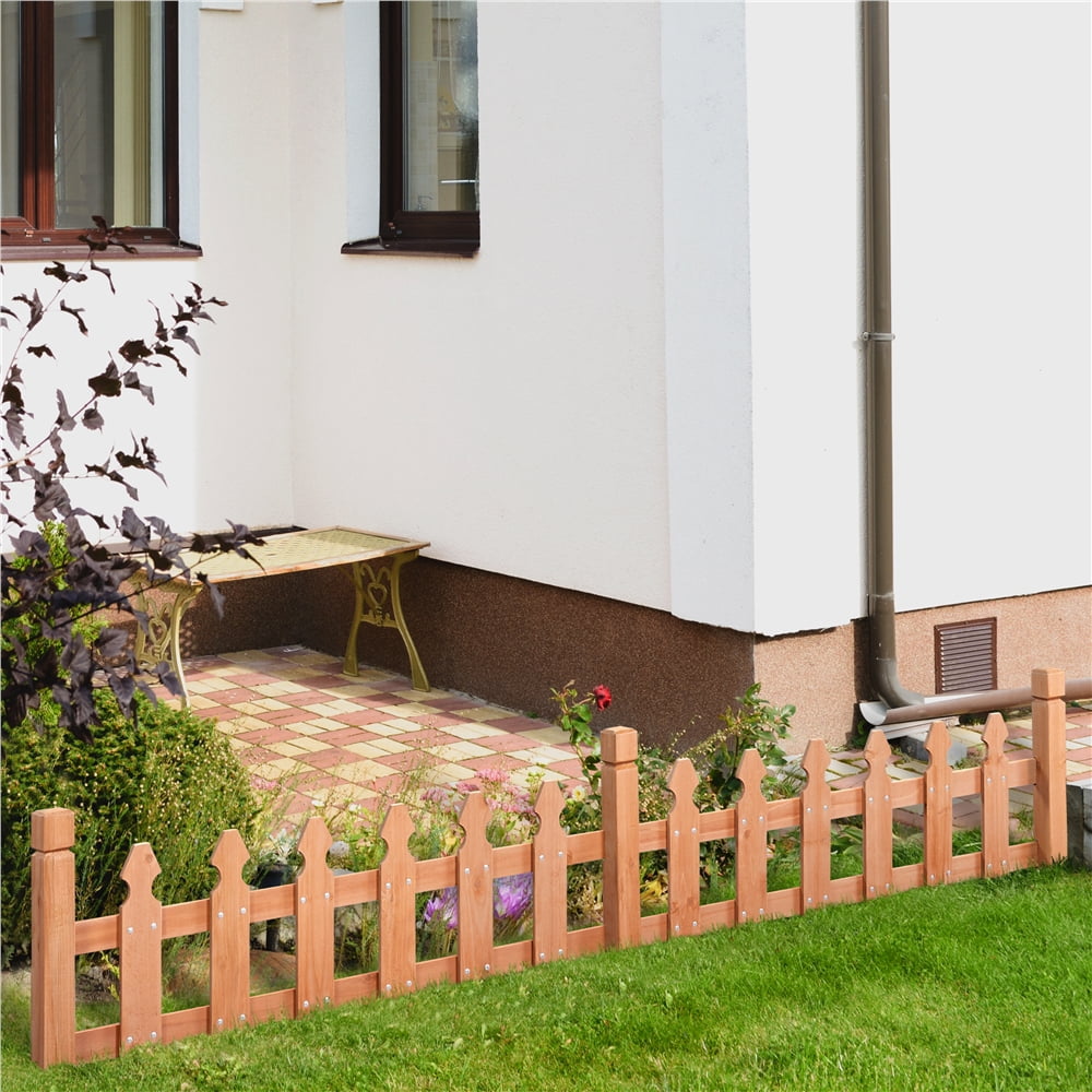 Renwick Rustic Wood Garden Picket Fence Border for Garden Decoration, Brown
