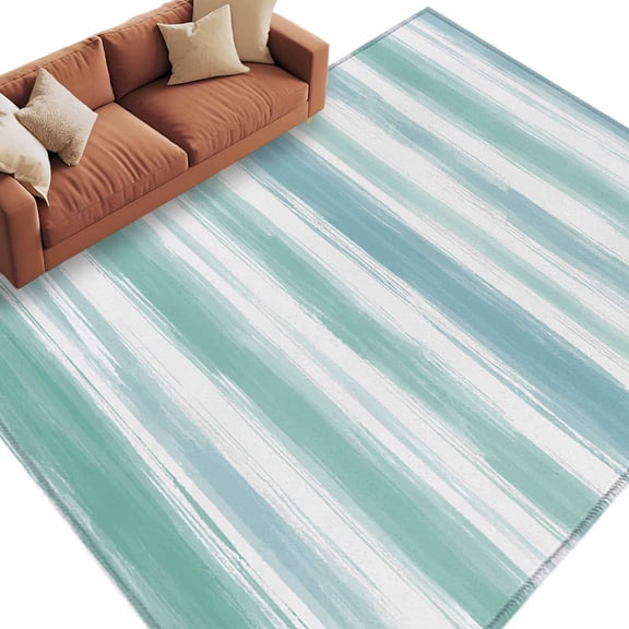 Teal Blue Stripe Area Rug 6x9 Washable Rug Non Slip Modern Abstract Ombre Geometric Lines Large Area Rug Soft Stainresistant Indoor Floor Carpet for Living Room Bedroom Home Office Dining Room
