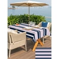 thumbnail image 6 of 54x80 Inch Outdoor Tablecloth with Umbrella Hole Zipper Rectangle Navy Blue Pink Striped Rectangular Tablecloths Outside Waterproof Gradient Horizontal Lines Patio Table Cloth Cover for Picnic Party, 6 of 8