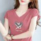 thumbnail image 2 of Camisa de mujer de manga corta de algodón puro en tallas grandes, estilo nuevo 2024, estilo coreano, corte holgado, adelgazante, versátil, cuello redondo, blusas estampadas, 2 of 4