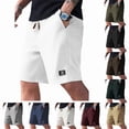 thumbnail image 5 of Mens Shorts with Pockets and Drawstring Jacquard Texture Casual Men's Shorts Waffle Knit Short, White, S, 5 of 5