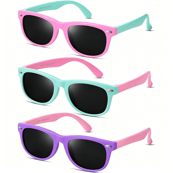 HBMYN Kids Polarized Sunglasses for Girls Boys UV Protection Sun Glasses Flexible Rubber TPEE Shades for Children Age 3-9