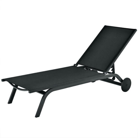 Barara King Outdoor Lounge Chair, Patio Chaise Lounge Chair,Aluminum Fabric Outdoor Patio Lounge Chair with Adjustable Reclining -Black